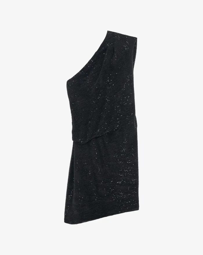 IRO HAIDI ASYMMETRICAL SEQUINED DRESS Black Women Dresses
