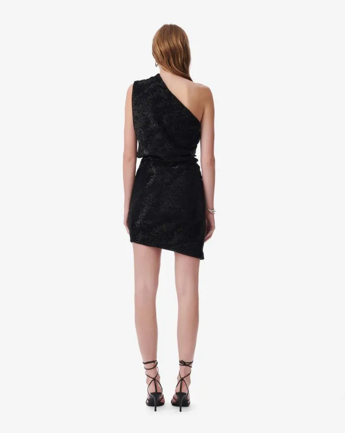 IRO HAIDI ASYMMETRICAL SEQUINED DRESS Black Women Dresses