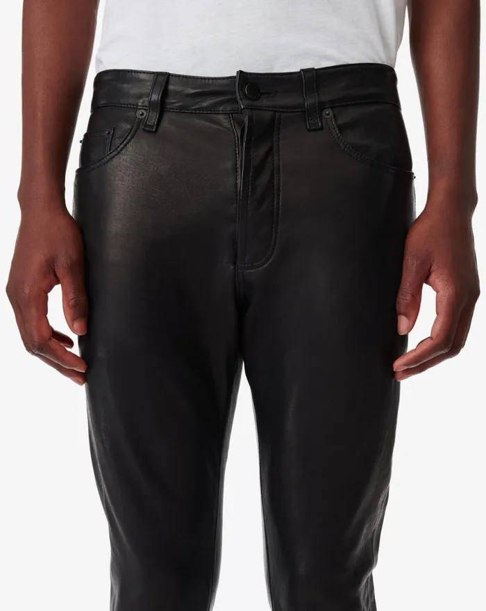 IRO KARLO SLIMFIT LEATHER PANTS Black Men Jeans and Trousers