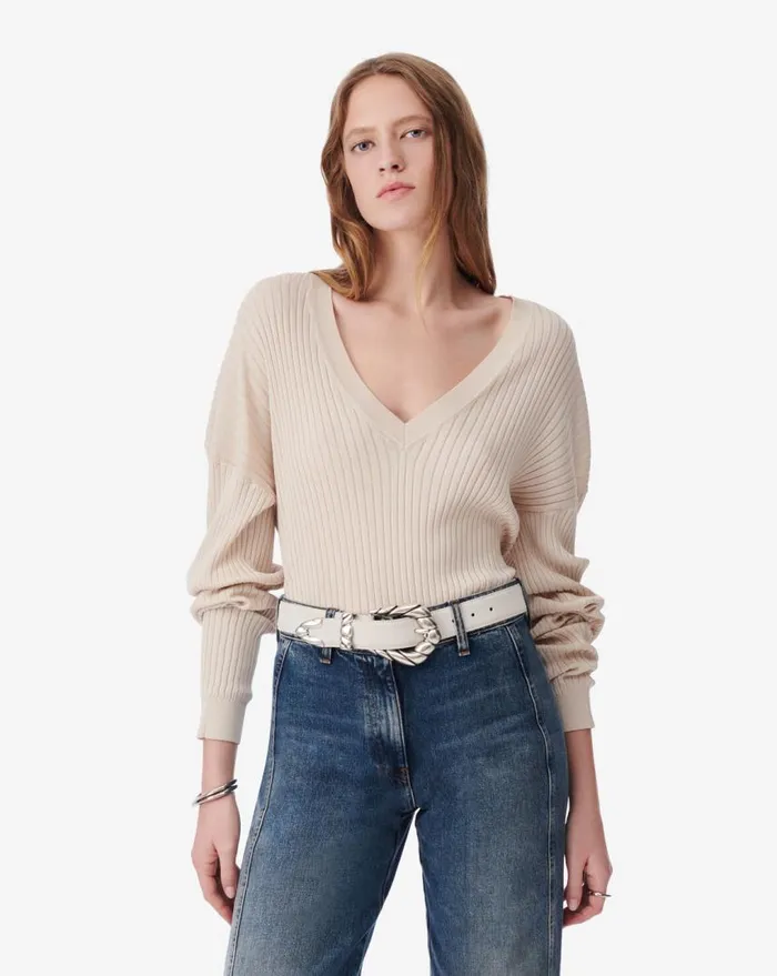 IRO MILOU VNECK SILK SWEATER Black Women Knits