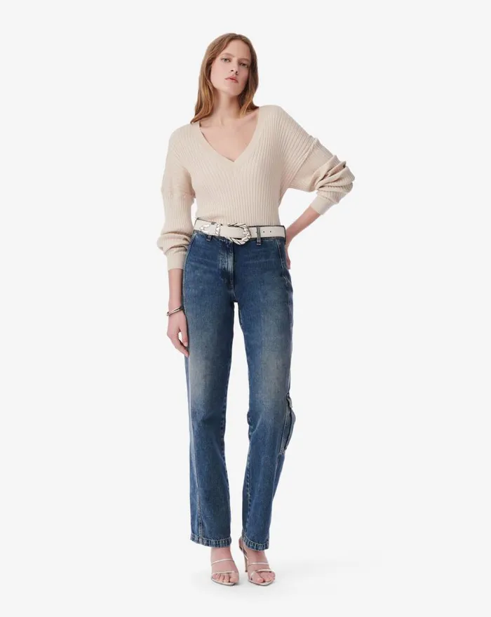 IRO MILOU VNECK SILK SWEATER Black Women Knits