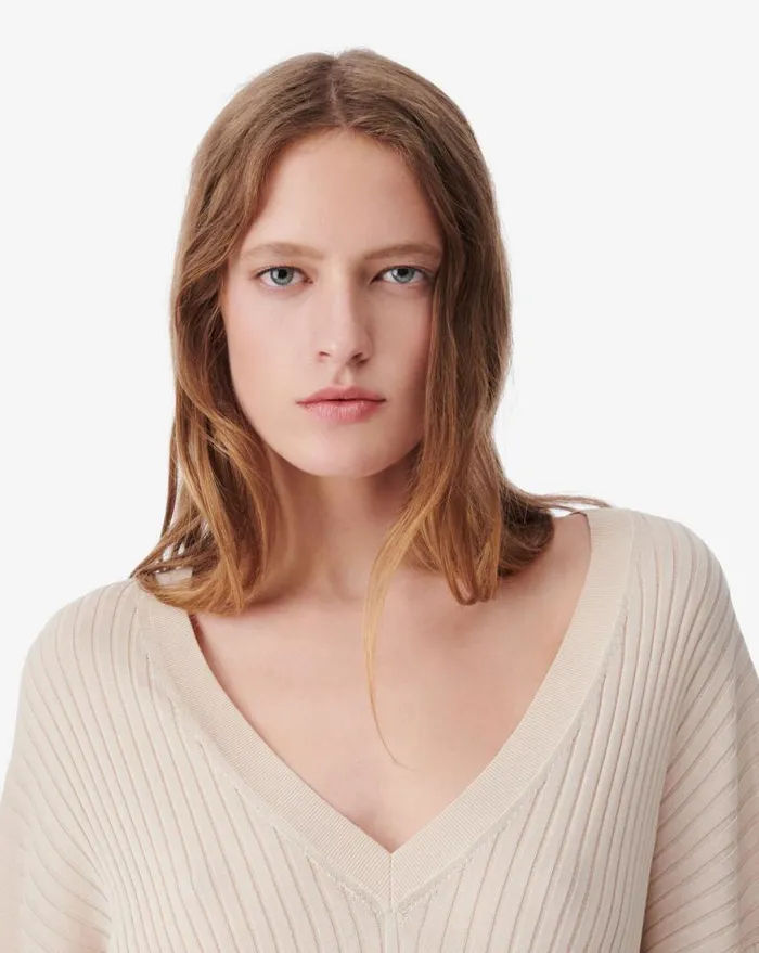 IRO MILOU VNECK SILK SWEATER Black Women Knits