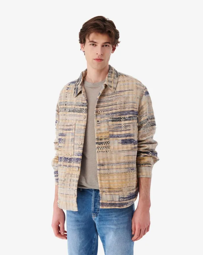 IRO OLIVER TWEED OVERSHIRT Mixed Beige Men Jackets and Coats