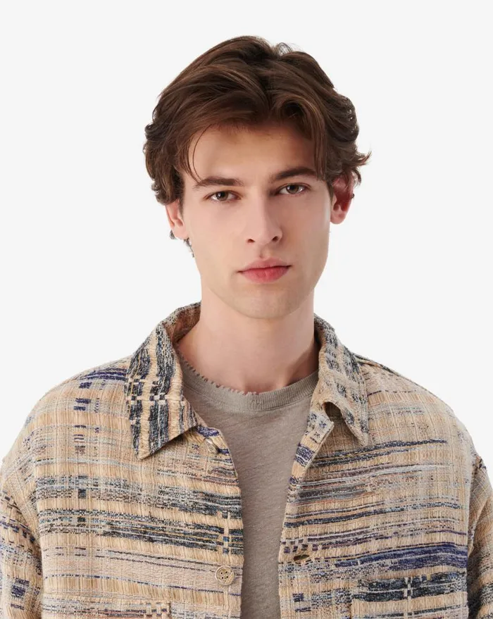 IRO OLIVER TWEED OVERSHIRT Mixed Beige Men Jackets and Coats