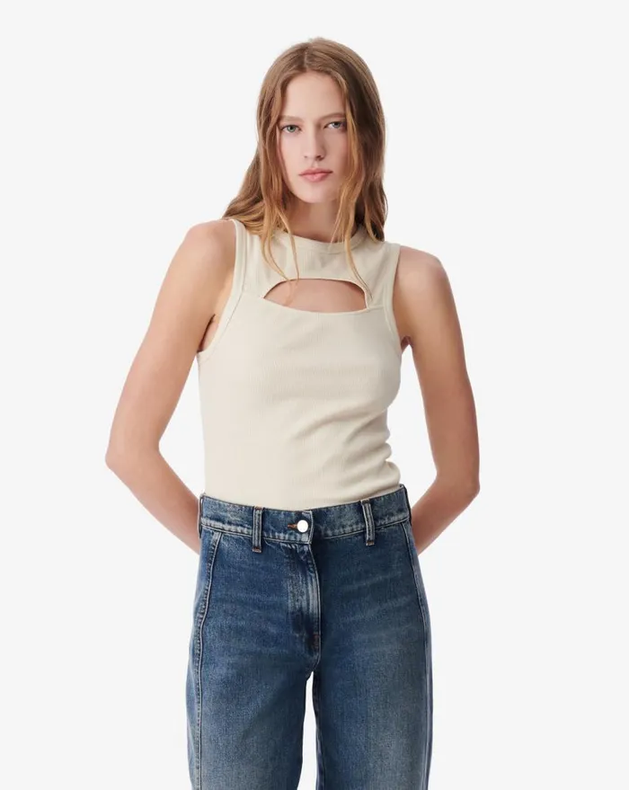 IRO PINA CUTOUT TANK TOP Black Women Tops and Shirts