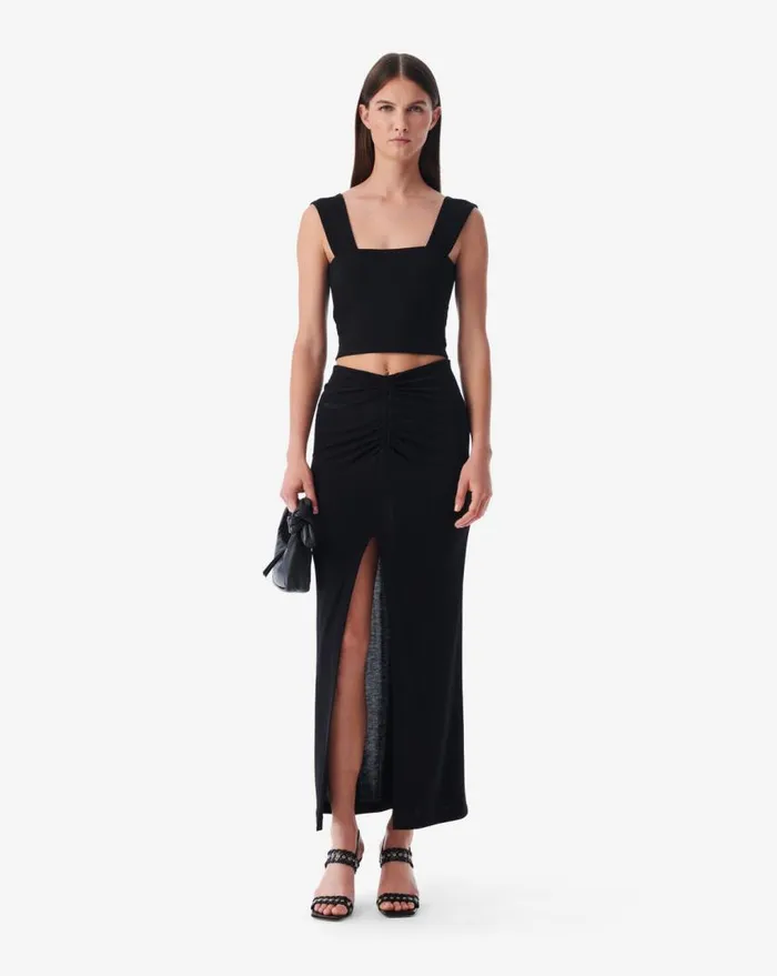 IRO ROKAYA SLIT MIDI SKIRT Black Women Shorts and Skirts