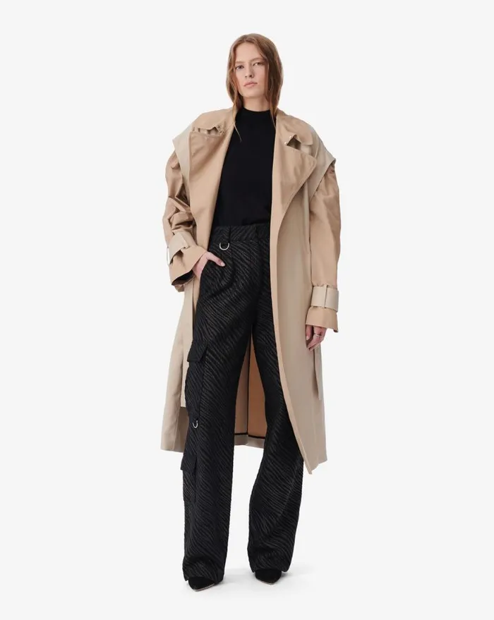 IRO RUIZ LONG TWOTONED TRENCH COAT Beige Women Jackets and Coats