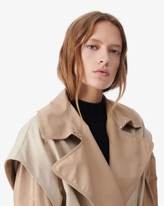 IRO RUIZ LONG TWOTONED TRENCH COAT Beige Women Jackets and Coats