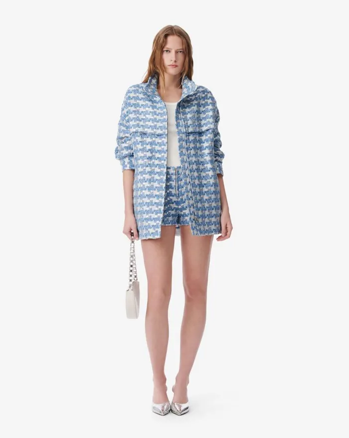IRO TINAT LONG LUREX TWEED JACKET Bluesilver Women Jackets and Coats
