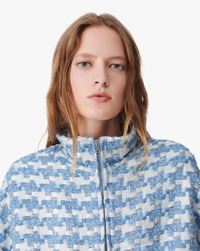 IRO TINAT LONG LUREX TWEED JACKET Bluesilver Women Jackets and Coats