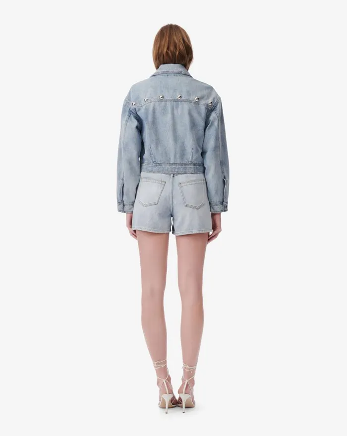 IRO TULVI STUDDED DENIM JACKET Blue Washed Women Jackets and Coats