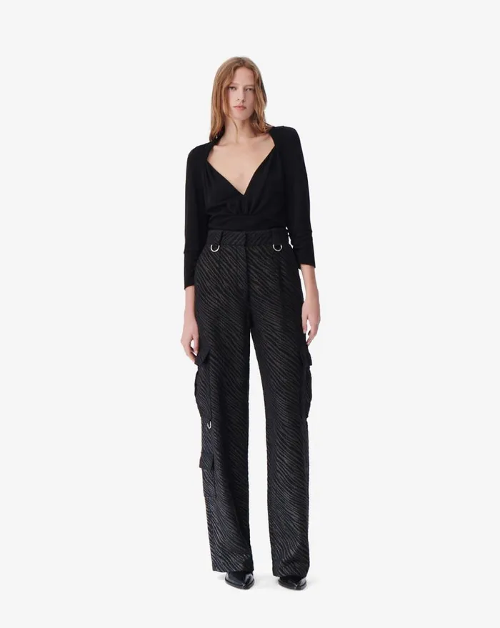 IRO ULIE VNECK TOP Black Women Tops and Shirts