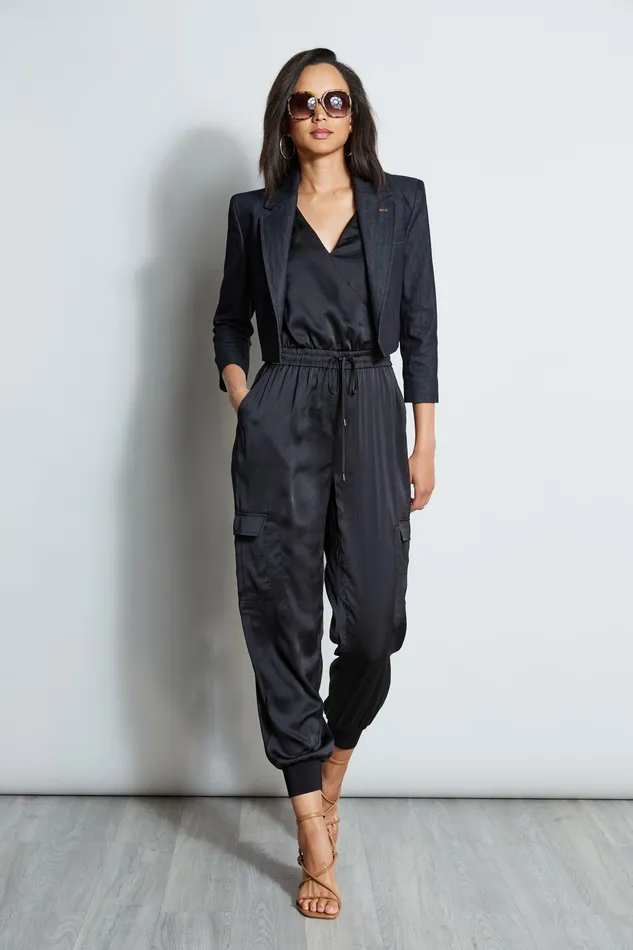 Jackets and Blazers Women Elie Tahari Cropped Denim Blazer INDIGO
