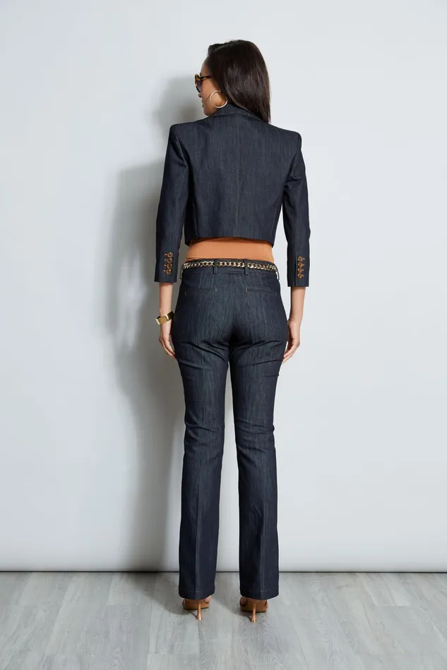Jackets and Blazers Women Elie Tahari Cropped Denim Blazer INDIGO
