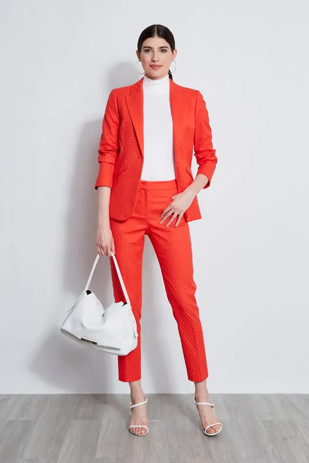 Jackets and Blazers Women Elie Tahari Jacquard Stretch Panel Blazer TOMATO