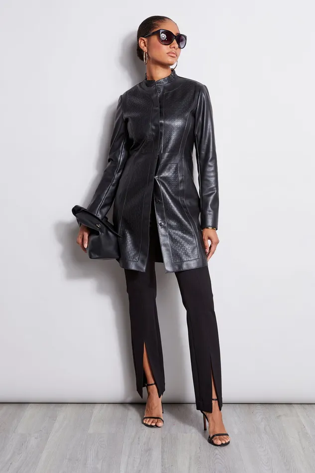 Jackets and Blazers Women Elie Tahari Laser Cut Vegan Topper BLACK