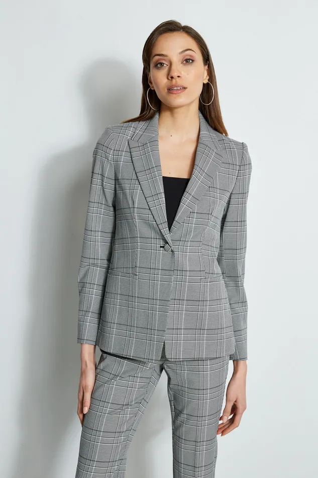 Jackets and Blazers Women Elie Tahari Plaid Single Button Blazer MADELYN PLAID