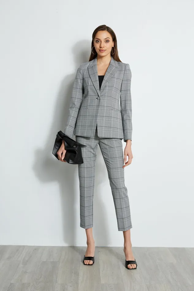Jackets and Blazers Women Elie Tahari Plaid Single Button Blazer MADELYN PLAID