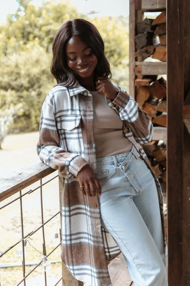 Jackets and Coats Dion Shacket Brown Check 8211 Petal and Pup Women