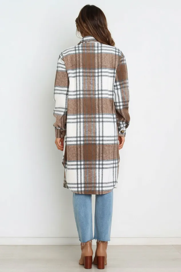 Jackets and Coats Dion Shacket Brown Check 8211 Petal and Pup Women