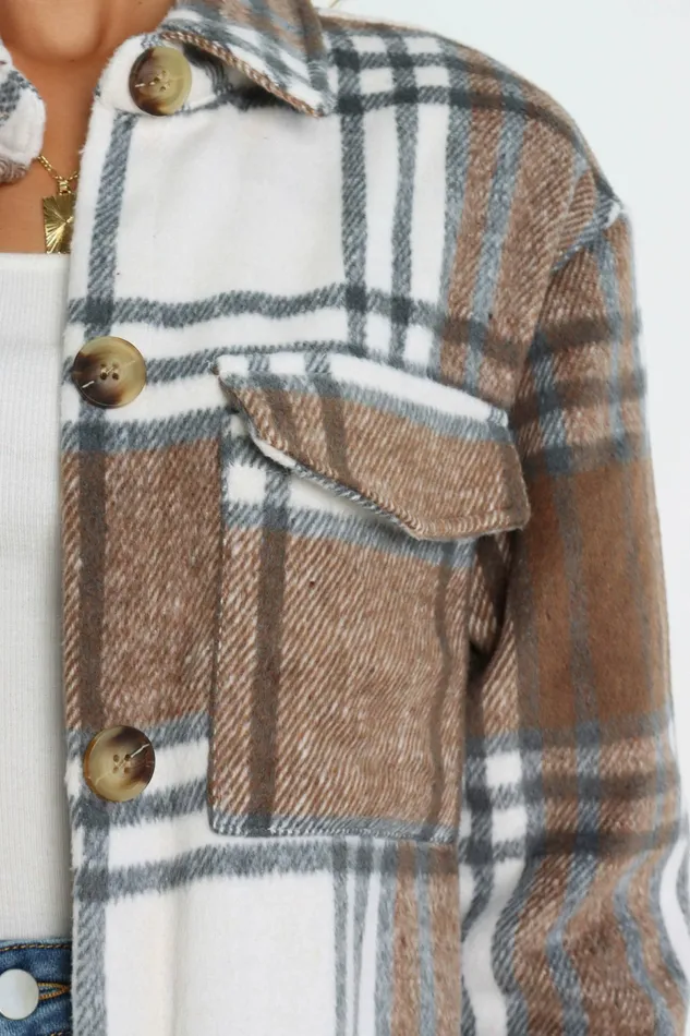 Jackets and Coats Dion Shacket Brown Check 8211 Petal and Pup Women