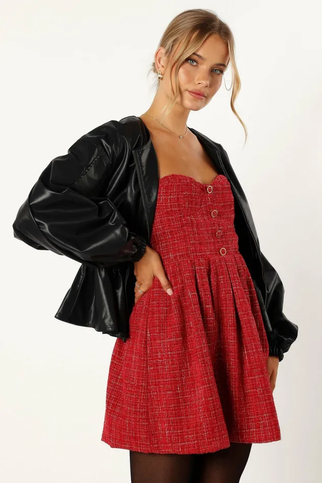 Jackets and Coats Petal and Pup Women Ivanna Faux Leather Puff Sleeve Jacket Black