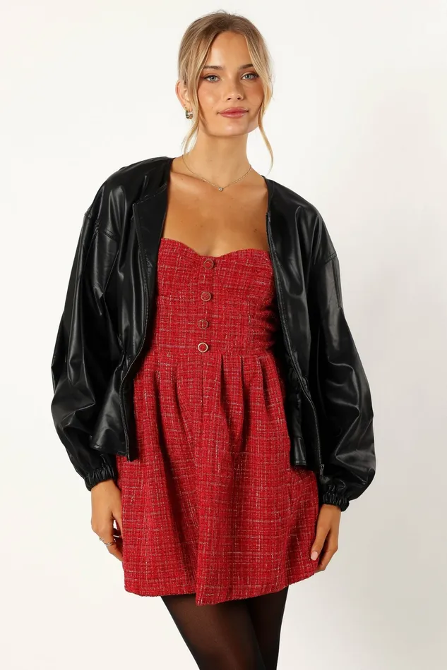Jackets and Coats Petal and Pup Women Ivanna Faux Leather Puff Sleeve Jacket Black