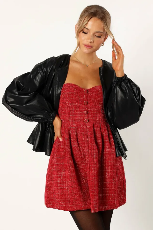 Jackets and Coats Petal and Pup Women Ivanna Faux Leather Puff Sleeve Jacket Black