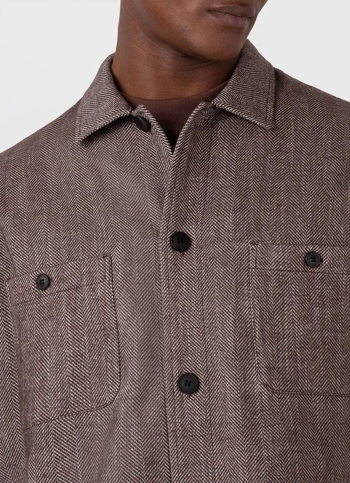 Jackets and Coats ussunspel Men Herringbone Overshirt Light Brown Jackets and Coats ussunspel Men Herringbone Overshirt Light Brown