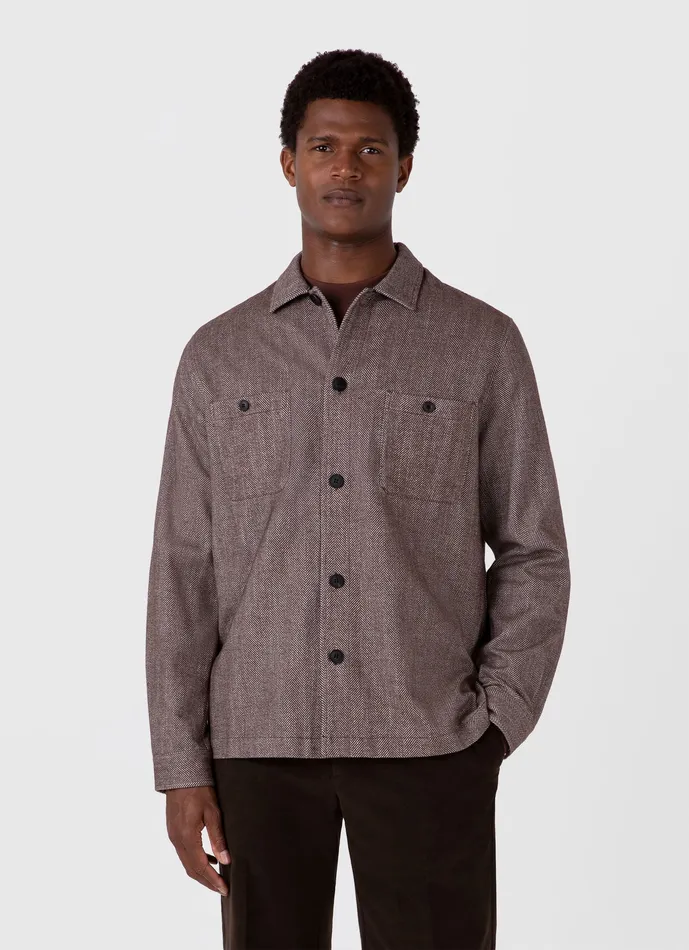 Jackets and Coats ussunspel Men Herringbone Overshirt Light Brown Jackets and Coats ussunspel Men Herringbone Overshirt Light Brown