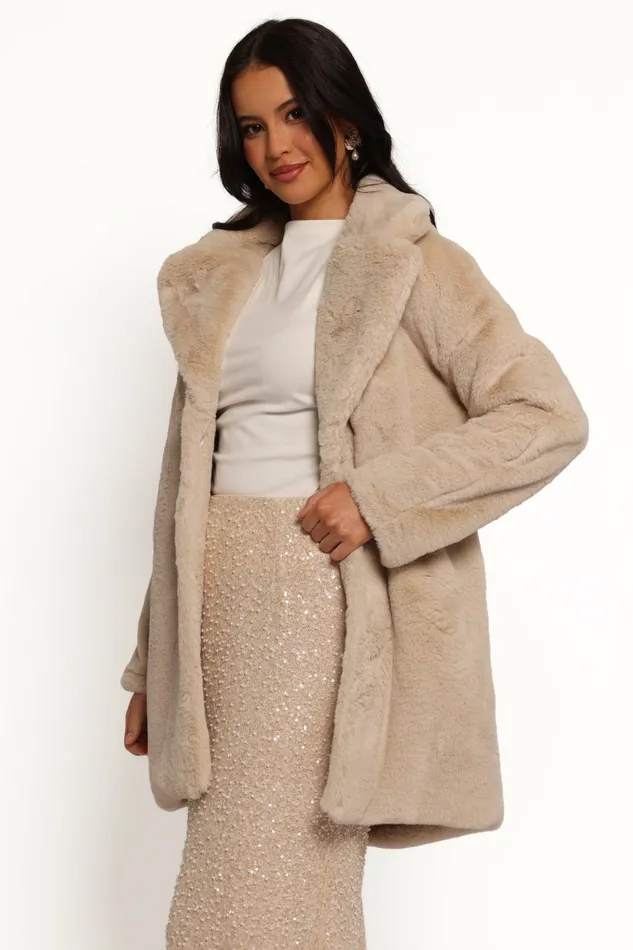 Jackets and Coats Women Meeka Faux Fur Jacket Beige Petal and Pup
