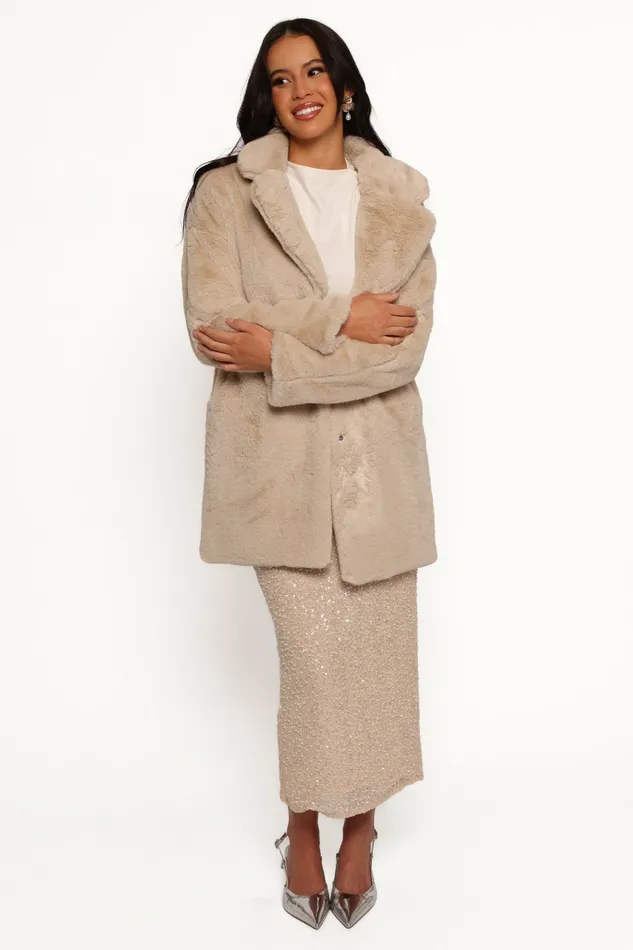 Jackets and Coats Women Meeka Faux Fur Jacket Beige Petal and Pup