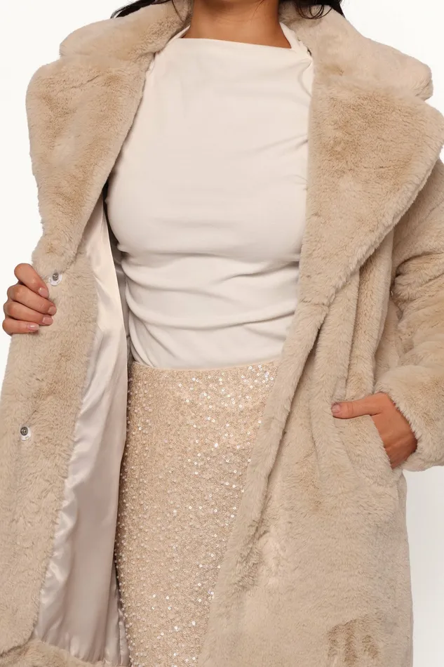 Jackets and Coats Women Meeka Faux Fur Jacket Beige Petal and Pup