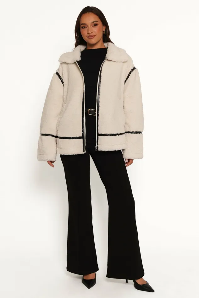 Jackets and Coats Women Ricki Faux Sherling Jacket White Petal and Pup