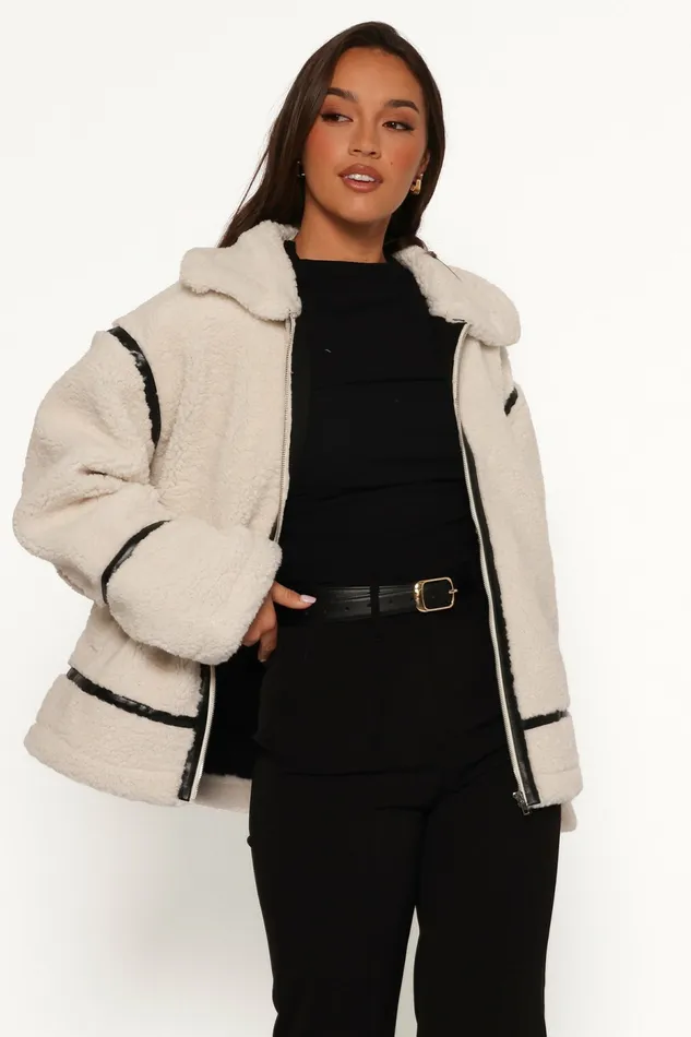 Jackets and Coats Women Ricki Faux Sherling Jacket White Petal and Pup