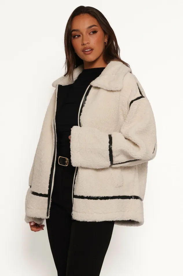 Jackets and Coats Women Ricki Faux Sherling Jacket White Petal and Pup