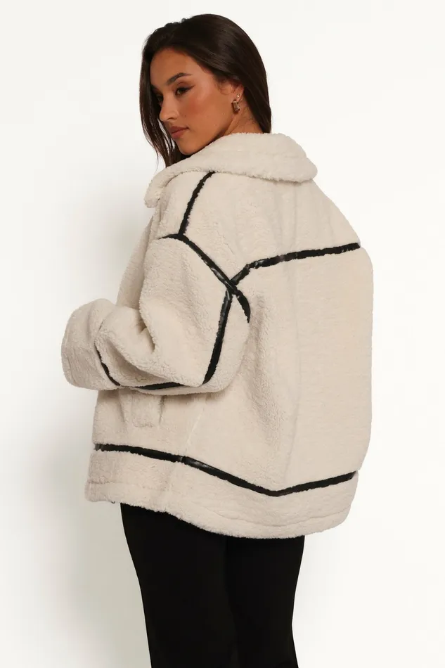 Jackets and Coats Women Ricki Faux Sherling Jacket White Petal and Pup