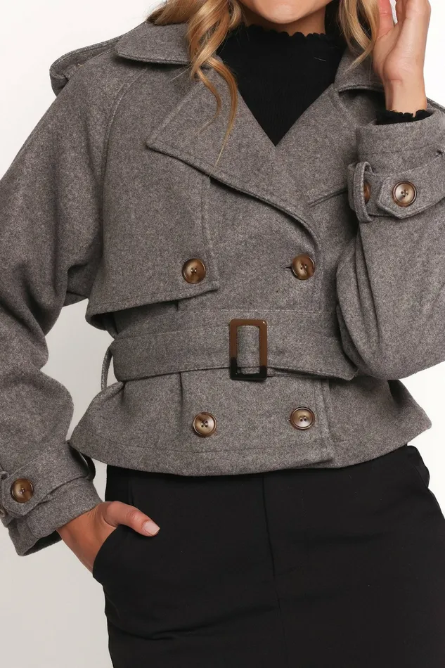 Jackets and Coats Women Zayda Crop Jacket Grey Petal and Pup