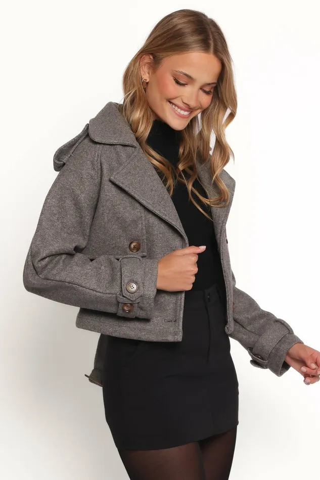 Jackets and Coats Women Zayda Crop Jacket Grey Petal and Pup