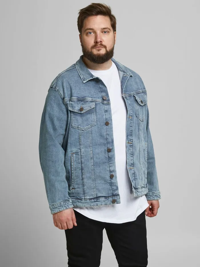 Jackets JACK and JONES Mens ALVIN 002 PLUS SIZE DENIM JACKET Blue Blue Denim