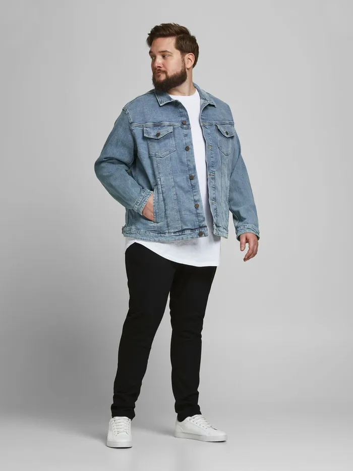 Jackets JACK and JONES Mens ALVIN 002 PLUS SIZE DENIM JACKET Blue Blue Denim