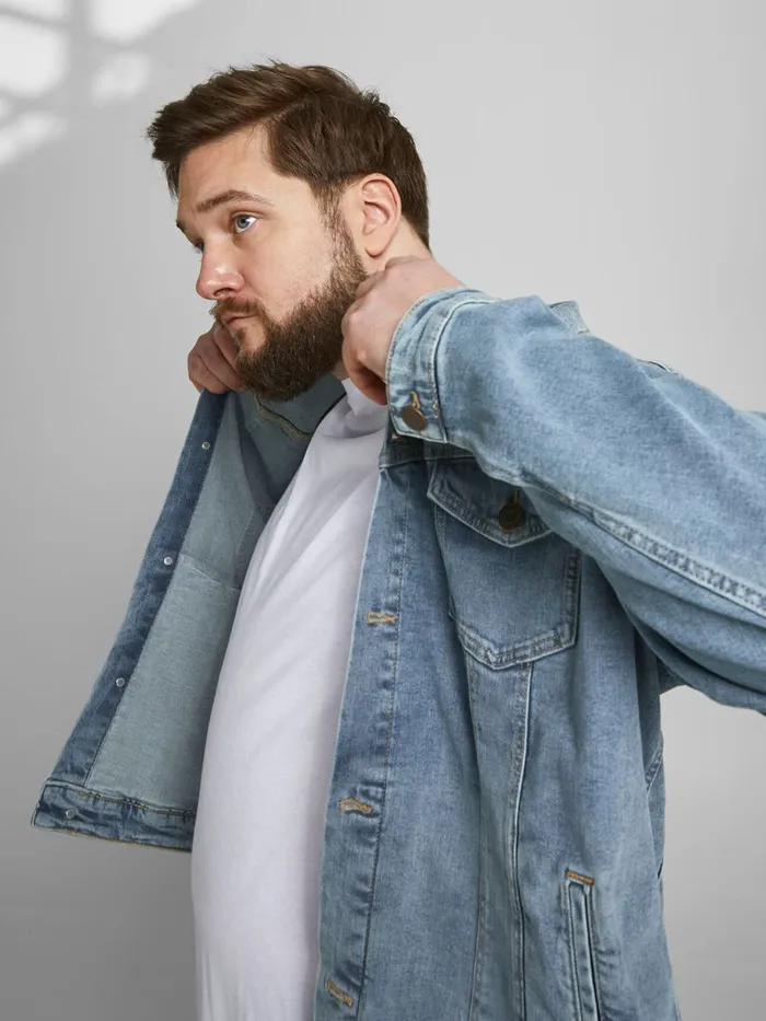 Jackets JACK and JONES Mens ALVIN 002 PLUS SIZE DENIM JACKET Blue Blue Denim