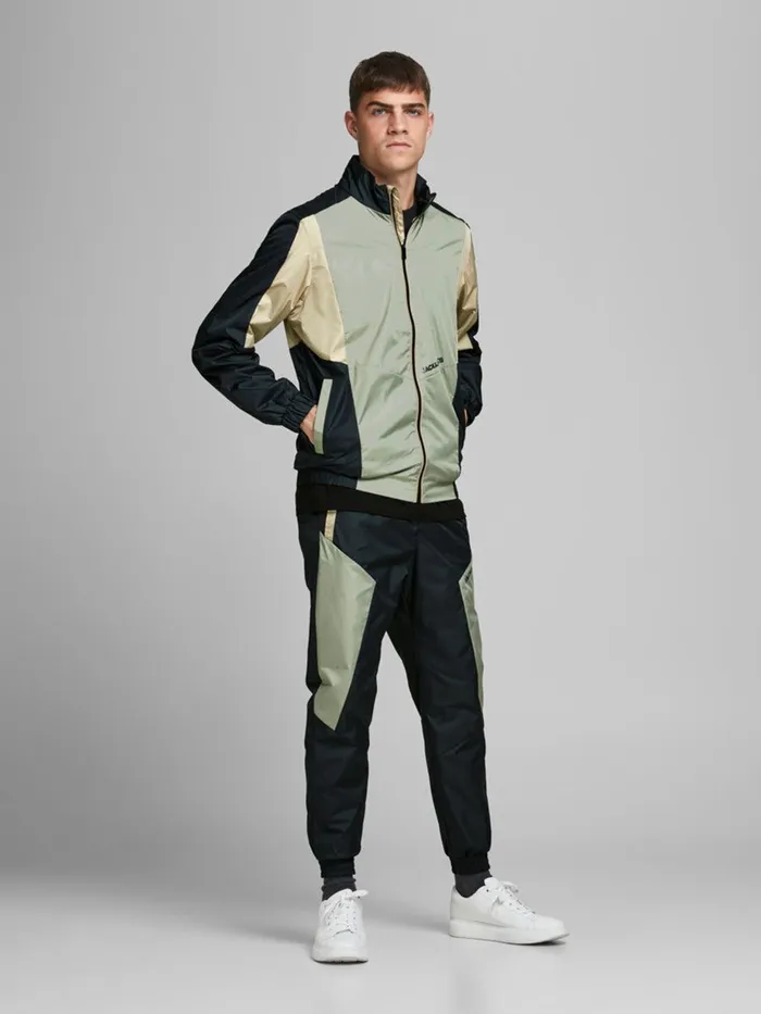 Jackets JACK and JONES Mens BLOCKED TRACK JACKET Green Sea Spray