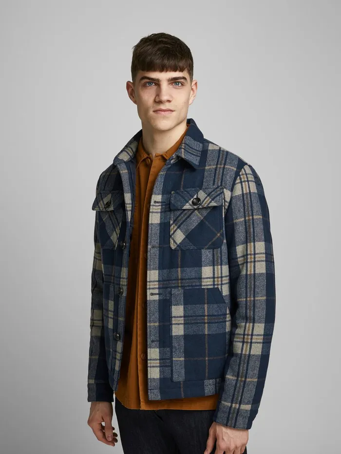 Jackets JACK and JONES Mens CHECKED WOOL JACKET Blue Navy Blazer