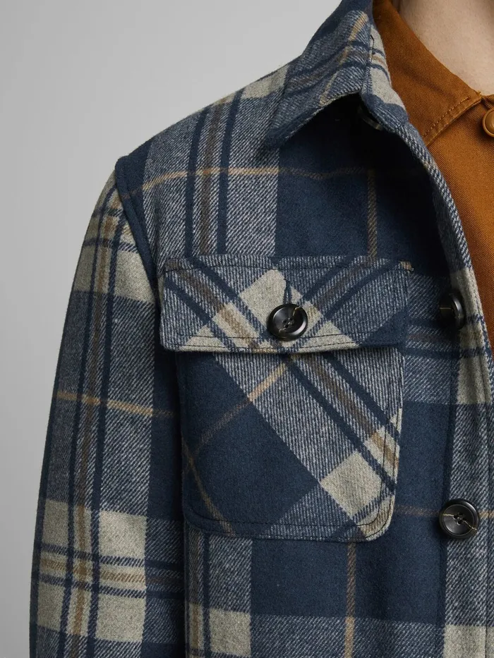Jackets JACK and JONES Mens CHECKED WOOL JACKET Blue Navy Blazer