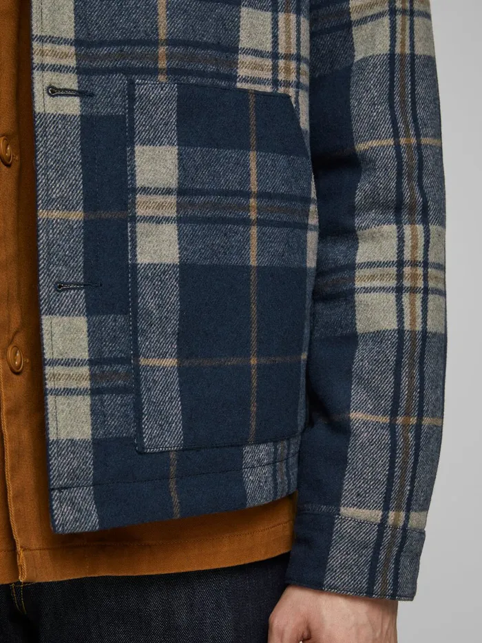 Jackets JACK and JONES Mens CHECKED WOOL JACKET Blue Navy Blazer