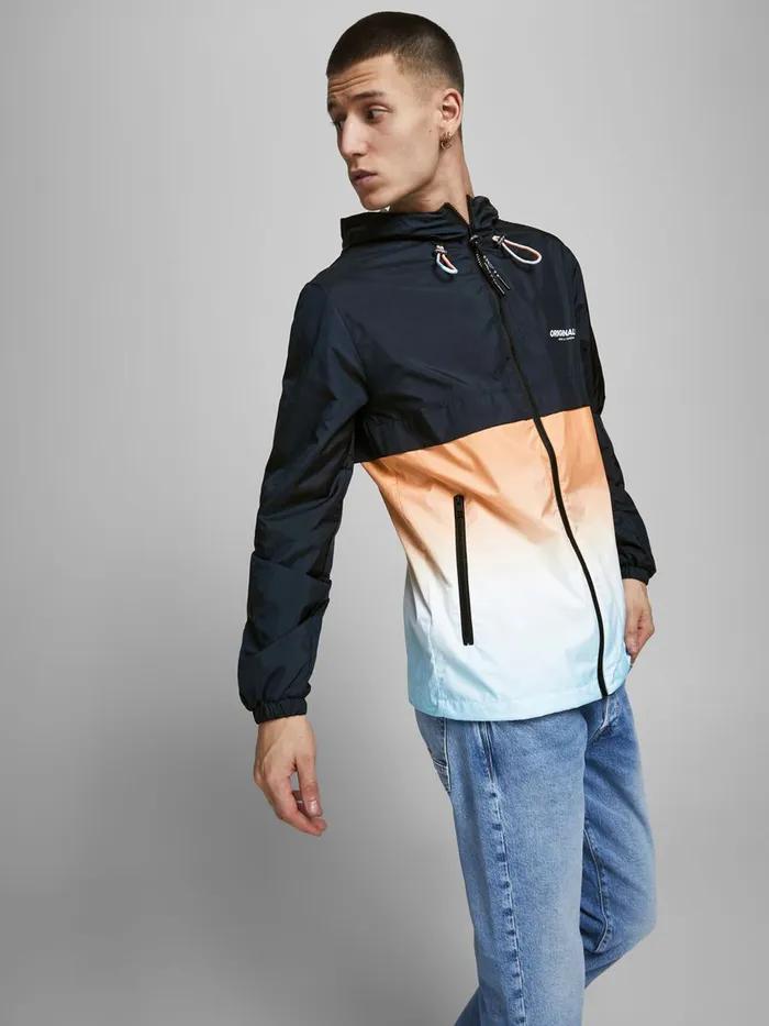 Jackets JACK and JONES Mens COLOUR BLOCK LIGHTWEIGHT JACKET Blue Dark Navy