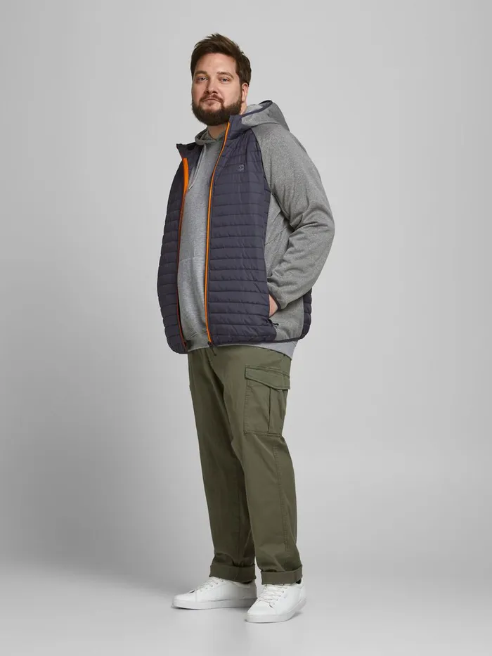 Jackets JACK and JONES Mens QUILTED PLUS SIZE JACKET Grey Grey Melange
