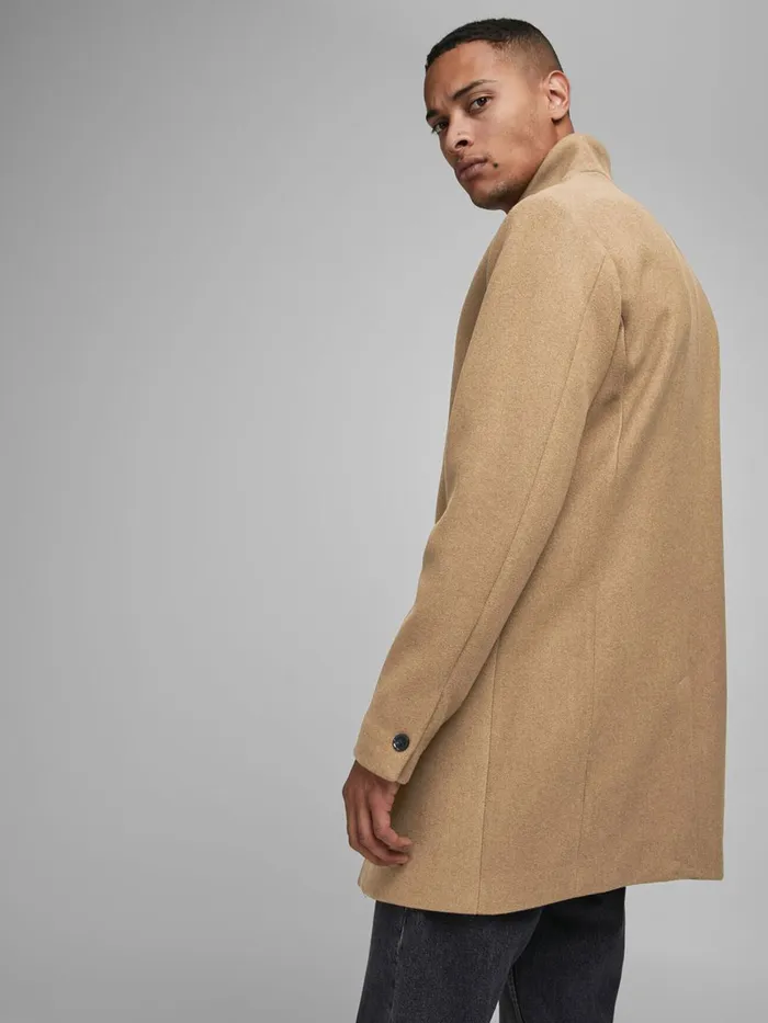 Jackets JACK and JONES Mens RECYCLED WOOL BLEND COAT Beige Khaki