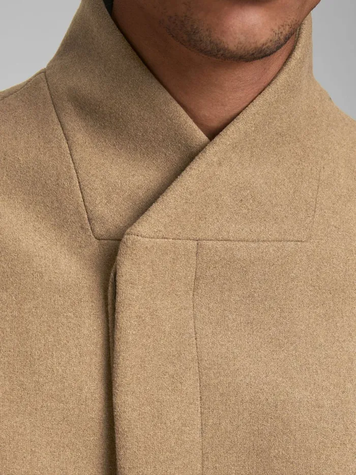 Jackets JACK and JONES Mens RECYCLED WOOL BLEND COAT Beige Khaki